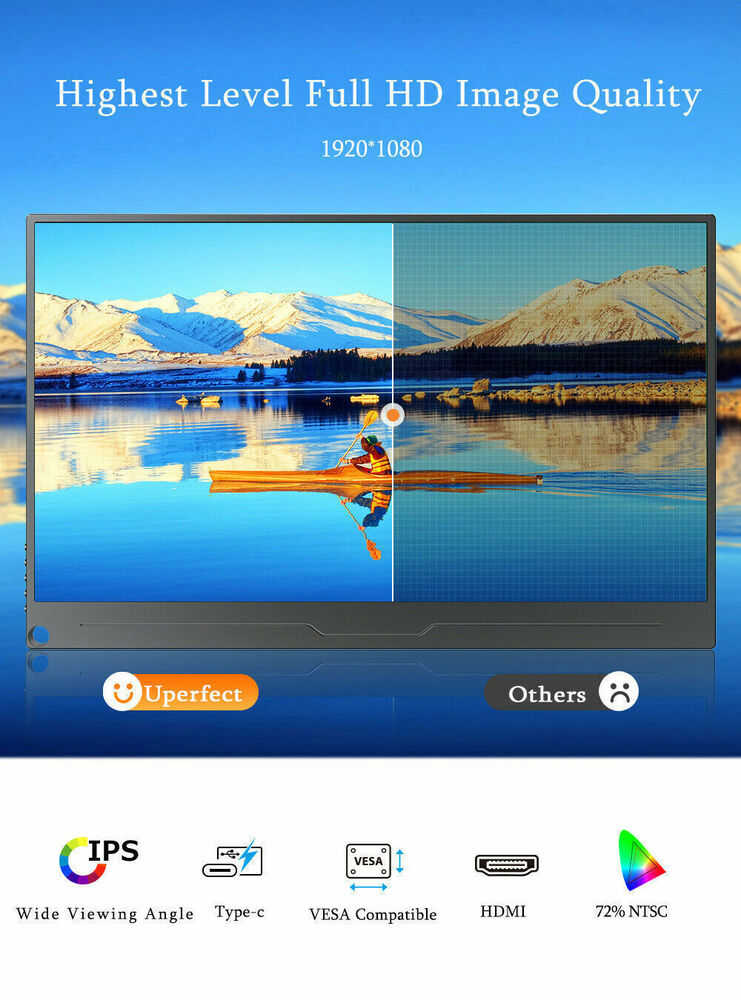 15.6 Inch 1080P Gaming IPS HDR Portable Monitor with HDMI and USB-C