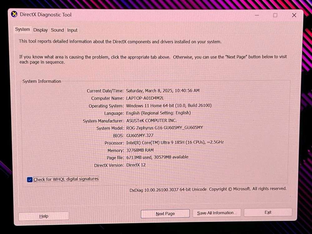 Asus ROG Zephyrus G16 GU605 Gaming Laptop - 16" 240Hz QHD+, Ultra 9 185H, 32GB RAM, 2TB SSD, RTX 4090