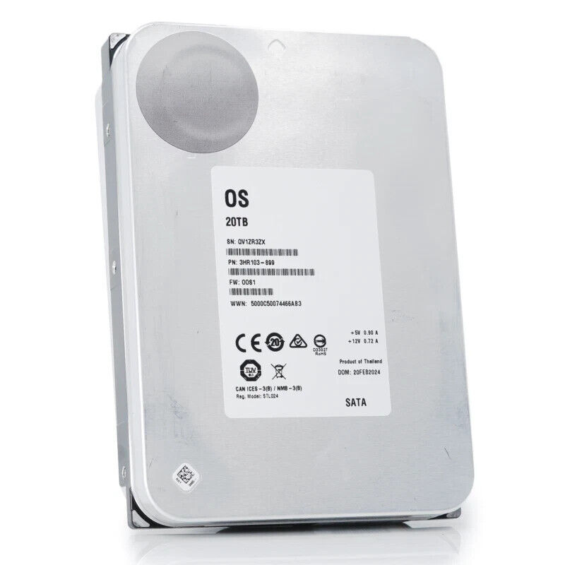 Seagate Exos X20 20TB SATA 6Gb/s 3.5 Enterprise Hard Drive - ST20000NM007D