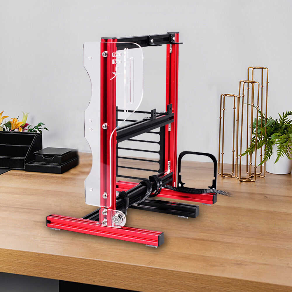 Red DIY ITX ATX MATX PC Frame Test Bench Open Air Case with Water Cooling Fan