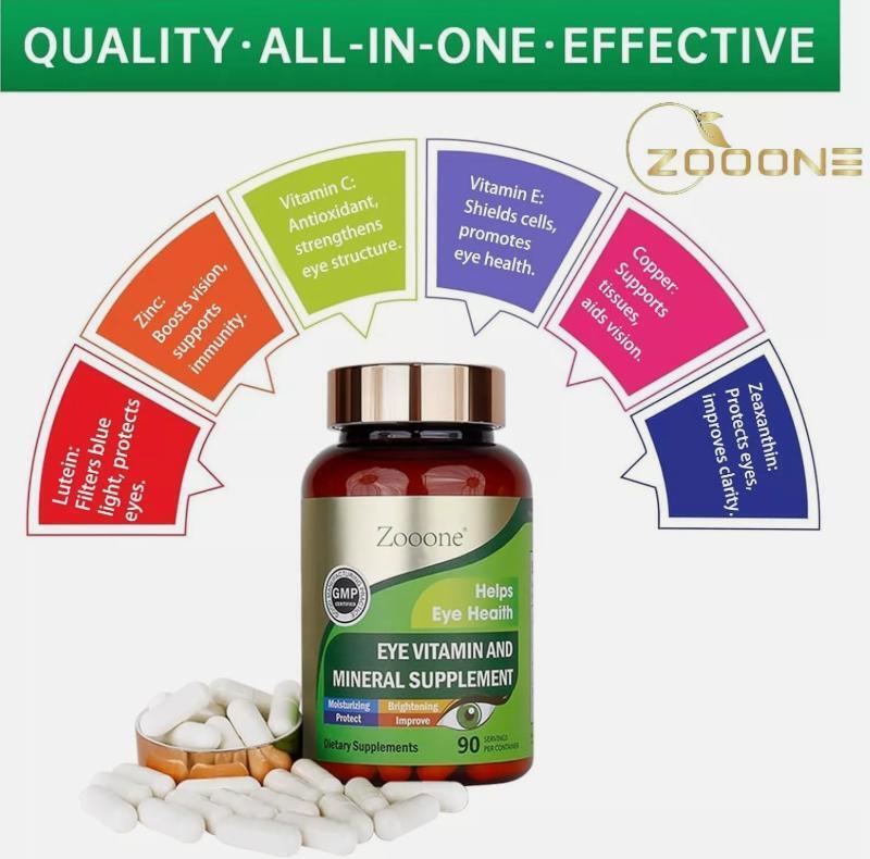 3 Pack Zooone Lutein Eye Vitamins with Zeaxanthin for Eye Health Support, 90 Tablets