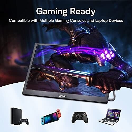 C2 Portable External Monitor 15.6" USB-C HDMI Gaming IPS Display with Built-in Speaker