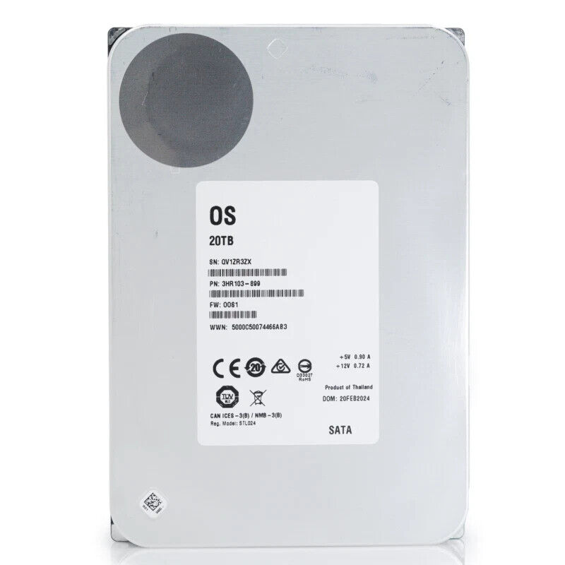 Seagate Exos X20 20TB SATA 6Gb/s 3.5 Enterprise Hard Drive - ST20000NM007D