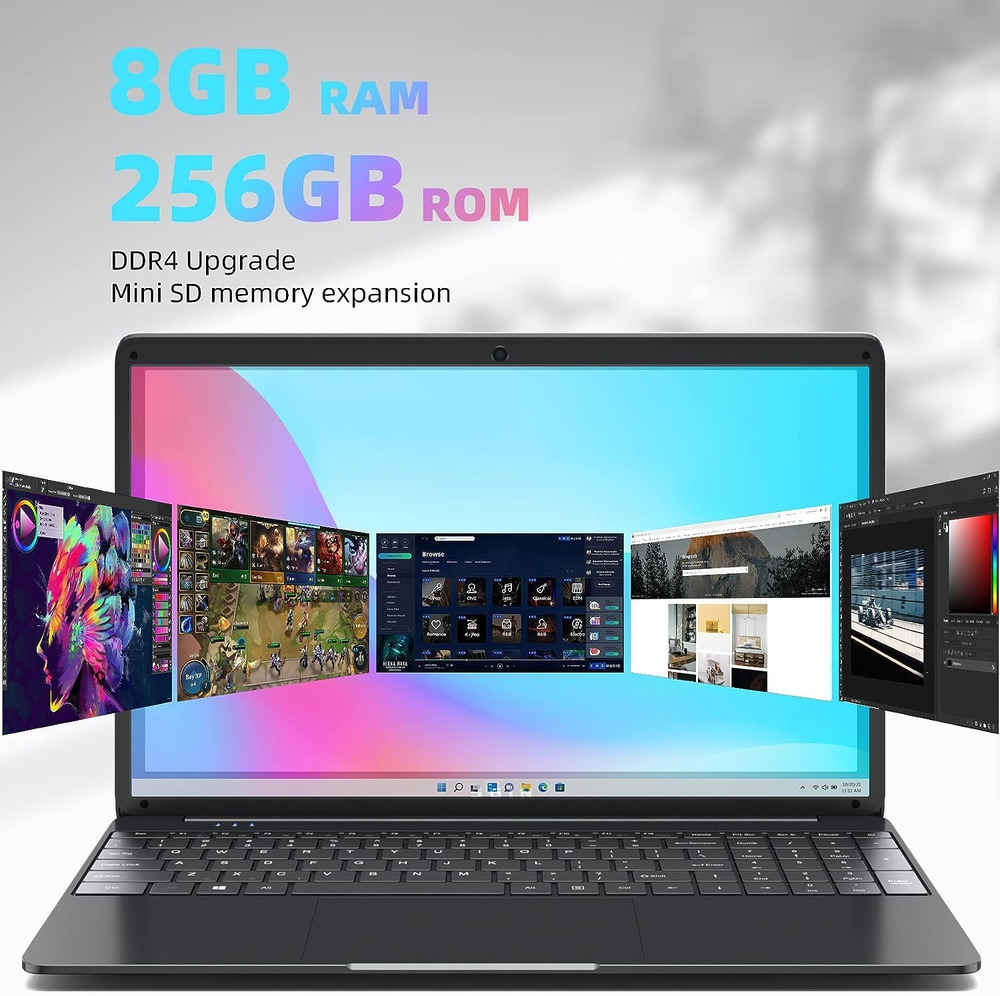 SGIN 15.6 Inch Laptop with 8GB RAM and 256GB SSD, Dual-Core Wi-Fi up to 2.5GHz