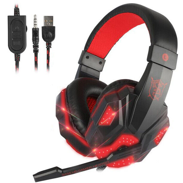 3.5mm Gaming Headset with Mic for PS5, PS4, PC, Xbox One - Stereo Bass Surround Sound