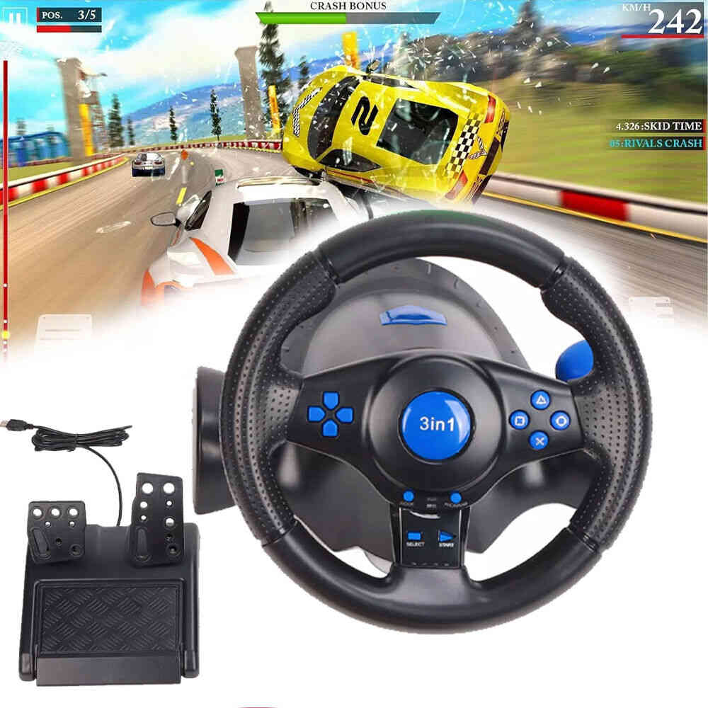 Gaming Steering Wheel Racing with Pedal Shifter Set for PS3, Switch, Android
