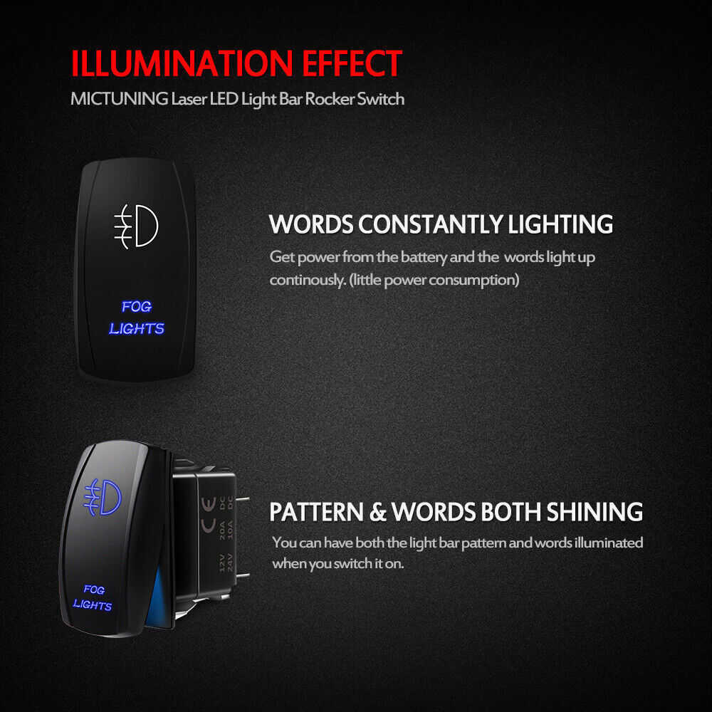 Universal Blue Fog Lights Laser Rocker Switch Kit