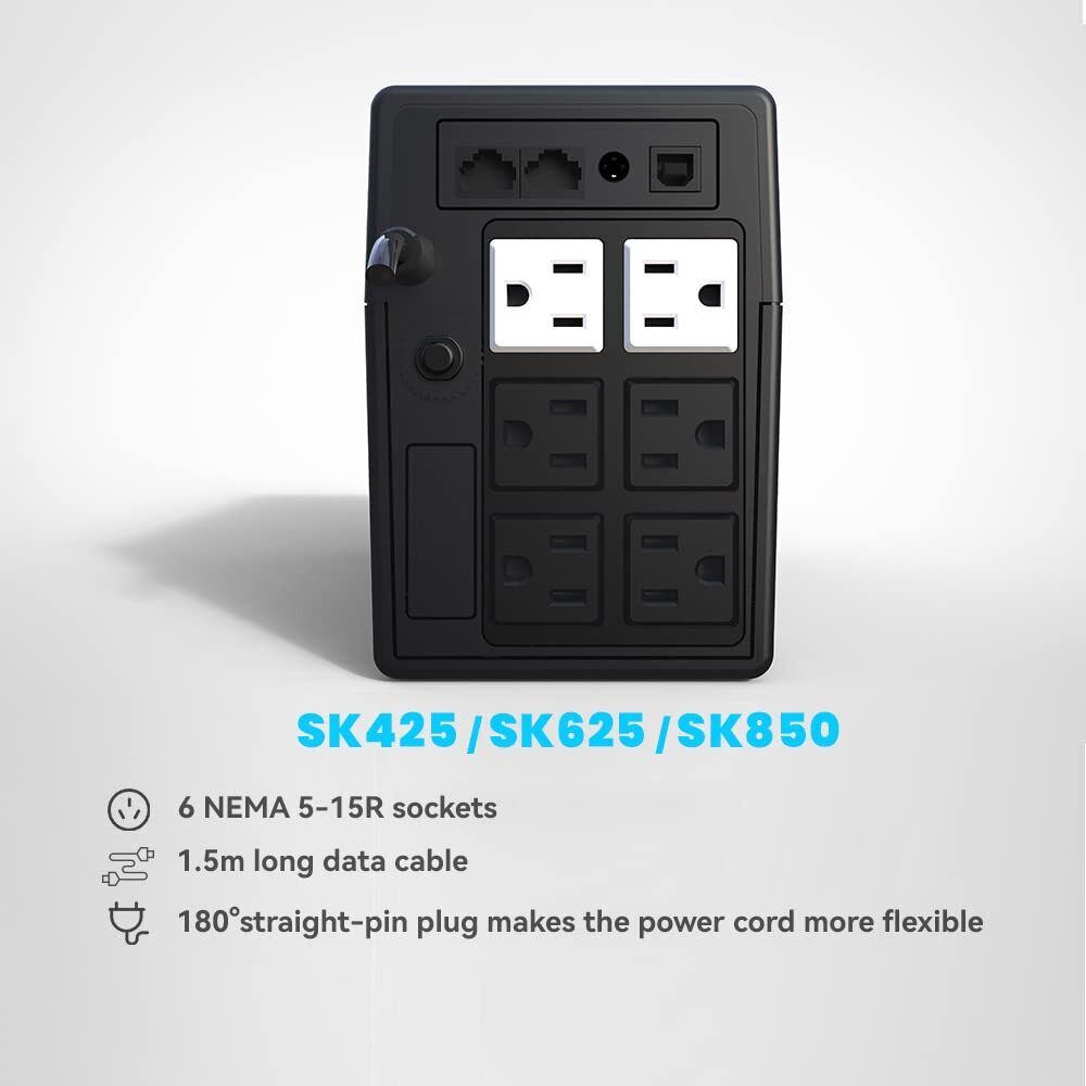 UPS Battery Backup and Surge Protector for Computer Power Supply