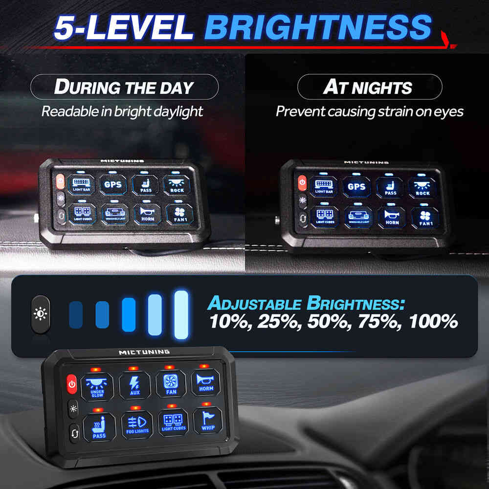Universal 8 Gang Switch Panel with LED Indicators for Car Circuit Control