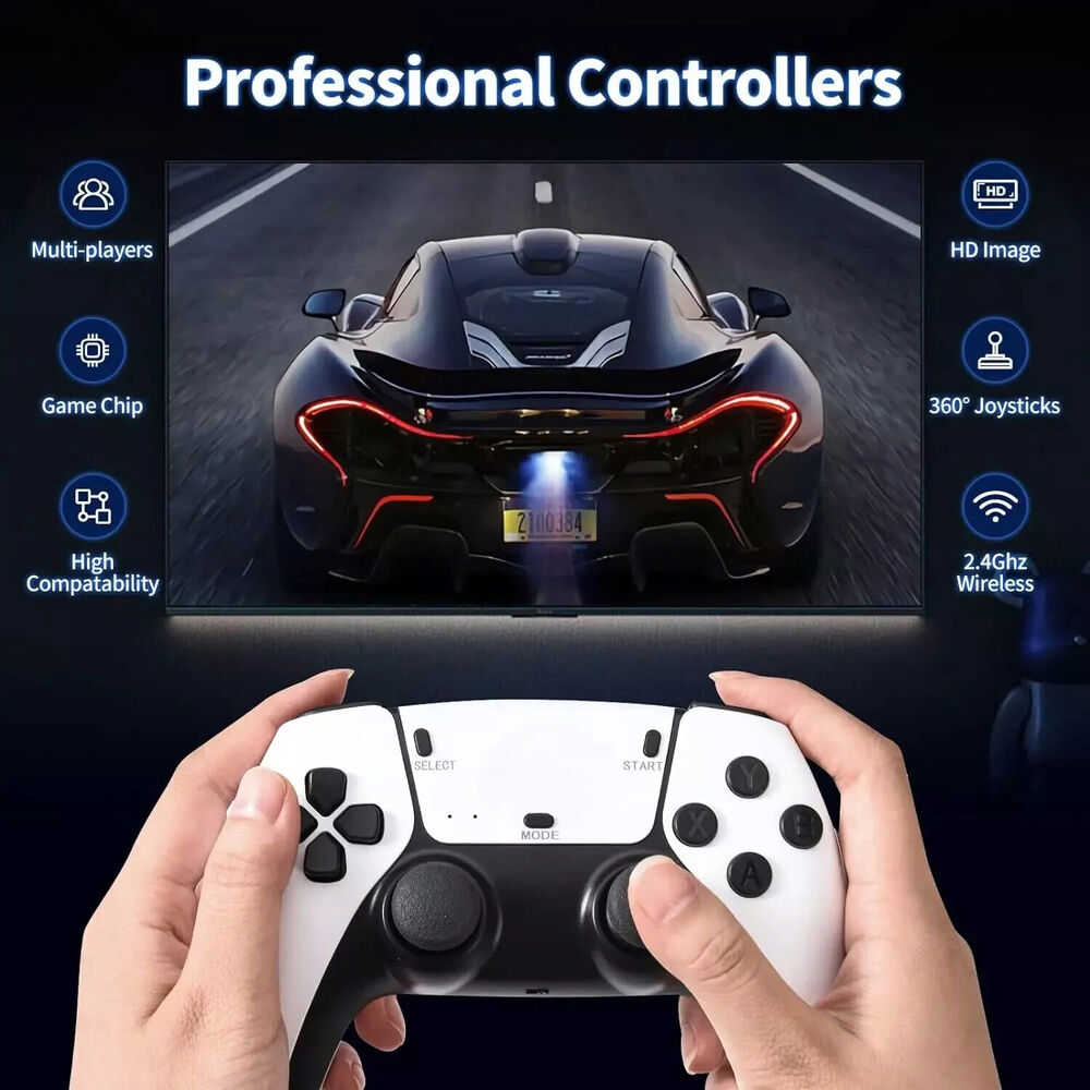 4K 64G HDMI TV Video Game Stick M15 Gaming Console with Gamepad and 2 Wireless Controllers