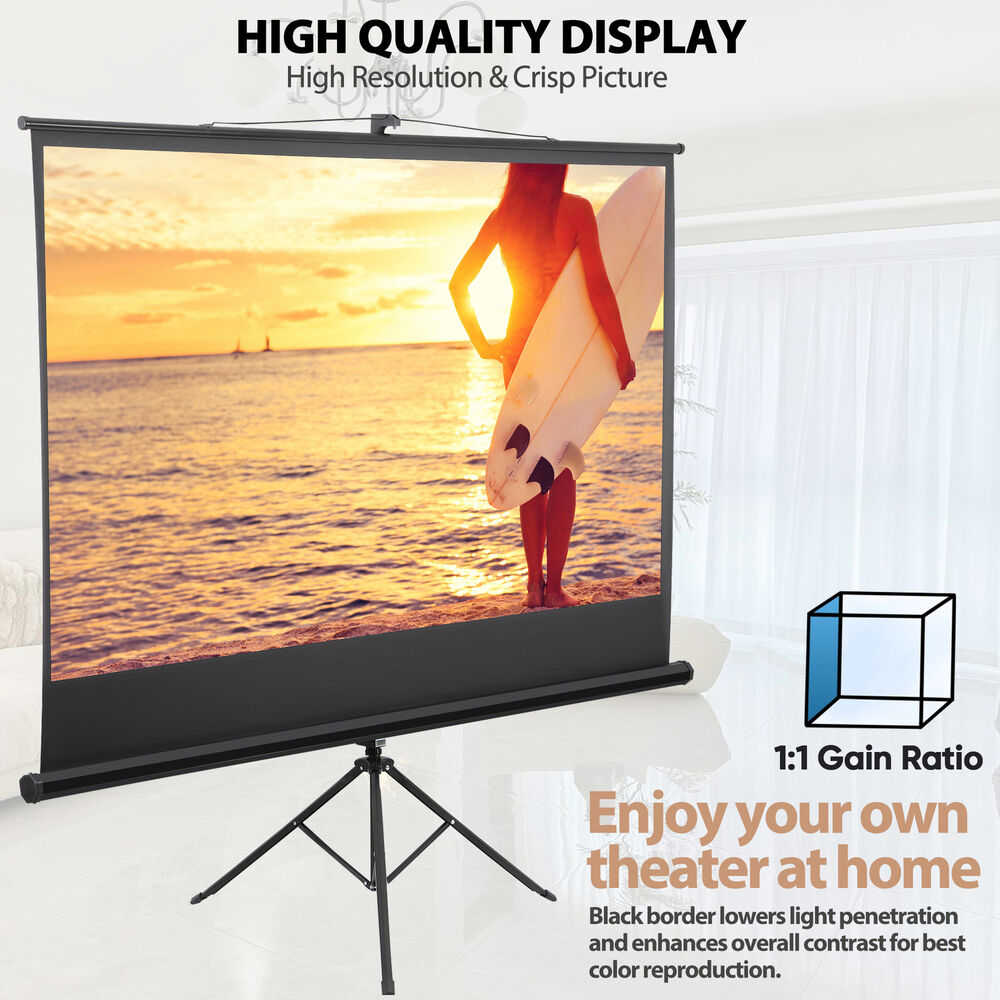 16:9 HD 4K 84 Inch Movie Projection Screen with Stand for Home Theater