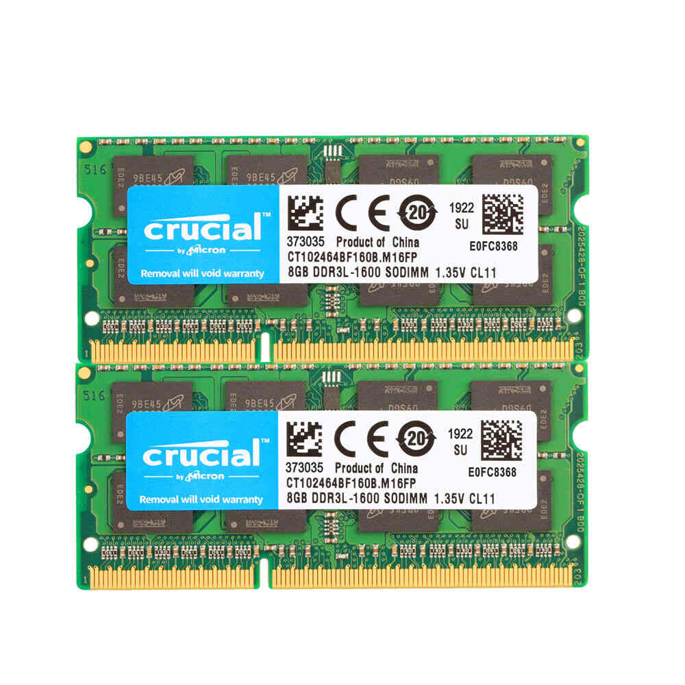 Crucial 16GB DDR3L-1600MHz 204pin SODIMM Laptop Memory