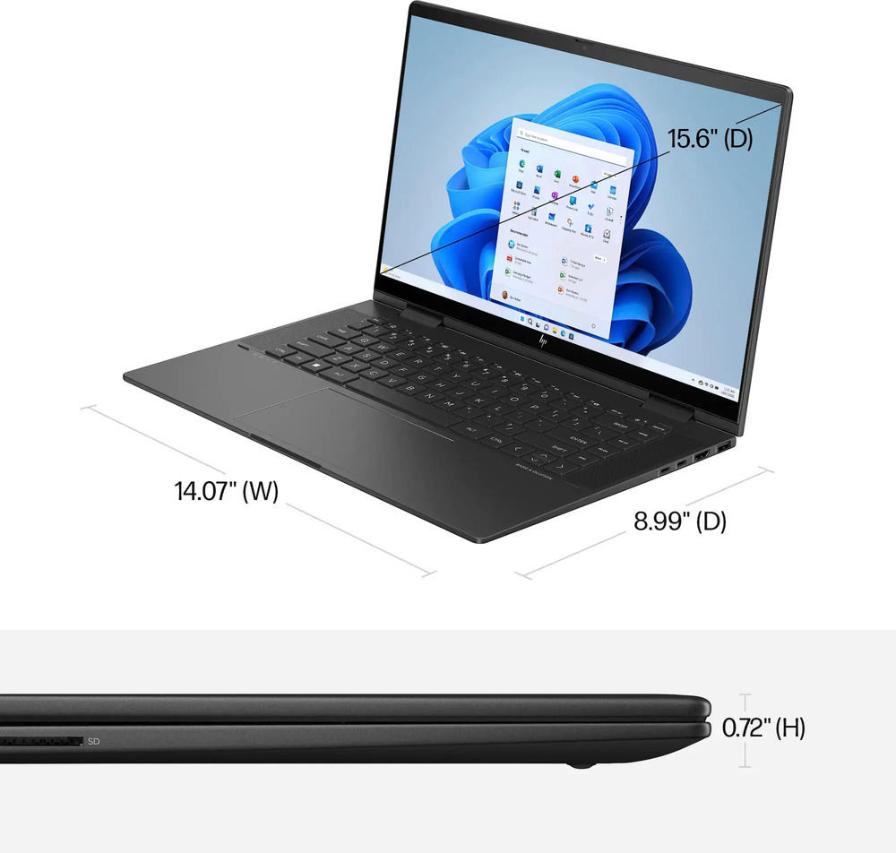 HP Envy 2-in-1 15.6 FHD Touchscreen Laptop - Ryzen 5 7530U - 8GB RAM - 256GB SSD