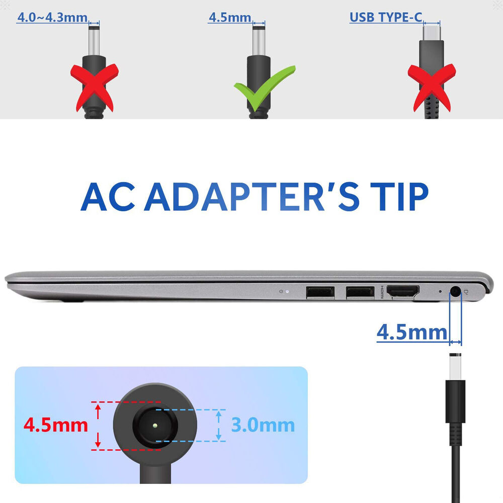 65W 45W Laptop Charger Compatible with Dell Inspiron 15 14 13 11 5000 7000 3000 Series