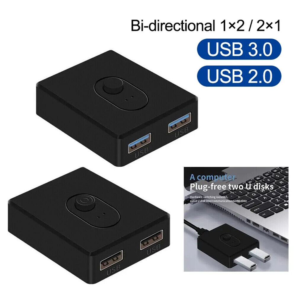 USB 3.0/2.0 Bi-Directional Switcher for Dual USB Connectivity