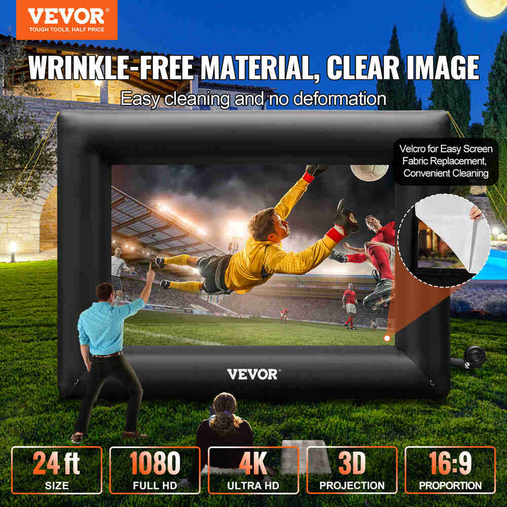 VEVOR 24FT Inflatable Outdoor Movie Projector Screen with Blower