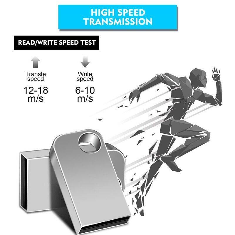 High Speed USB 3.0 Flash Drive with Chain, 1TB/2TB for PC/Mac/TV