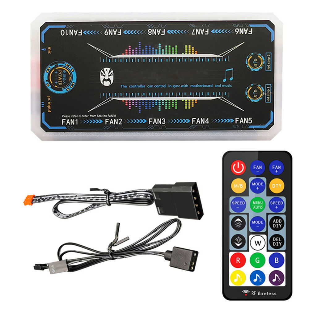 DIY Music Rhythm PC Computer Cooling Fan RGB ARGB Controller Remote Control Kit