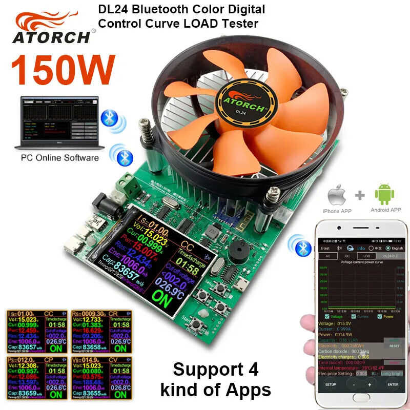 DIY 1000W 4 Wire DC Electronic Load Lithium Battery Tester Capacity Monitor