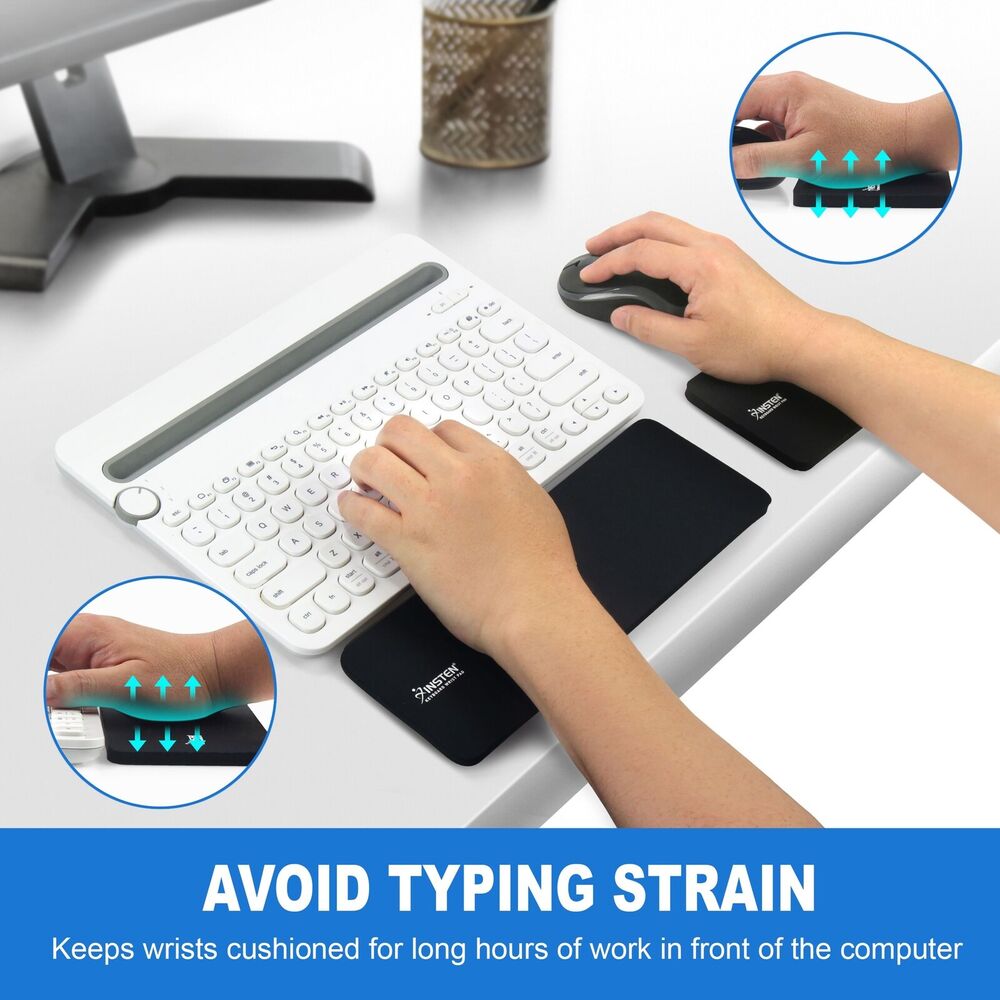 Ergonomic Mouse & Keyboard Wrist Rest Set - Black S