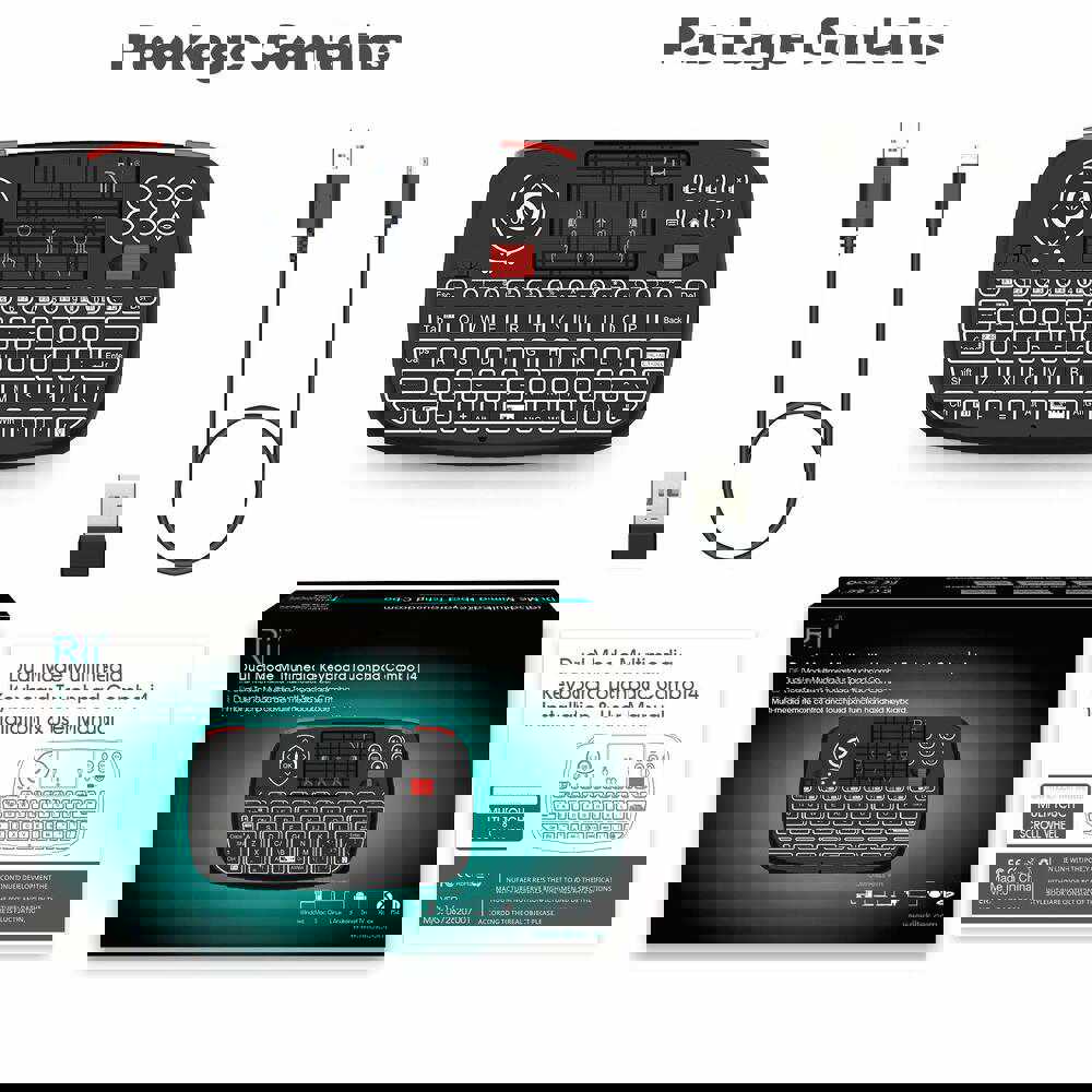 Rii i4 Bluetooth & 2.4GHz Blacklit Portable Mini Keyboard
