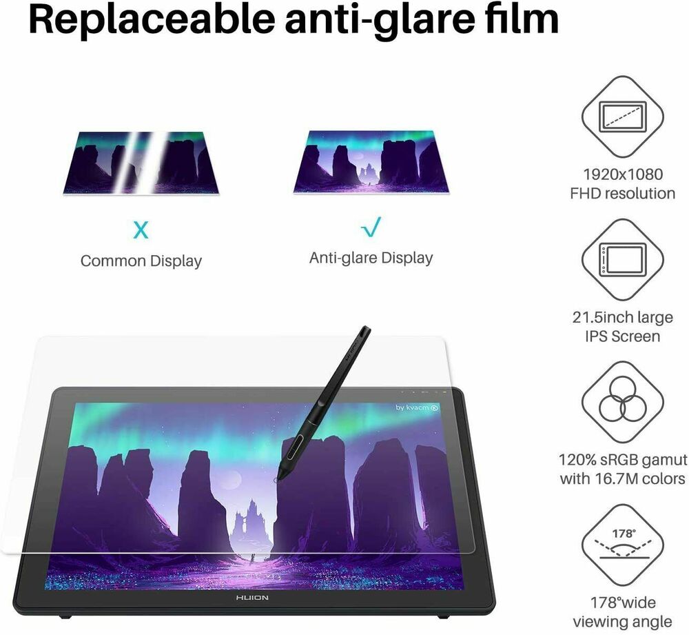 Huion KAMVAS 22 Graphics Drawing Tablet with Screen OTG Certified Refurbished