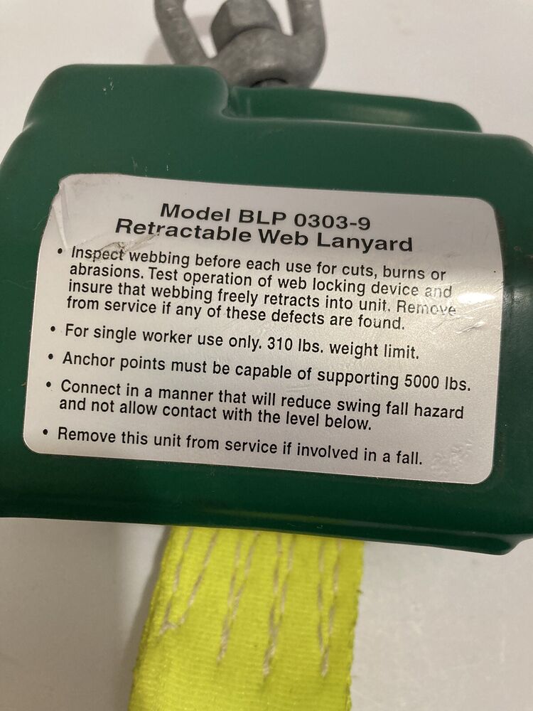 Bairstow Lifting BLP 0303-9 Retractable Web Lanyard