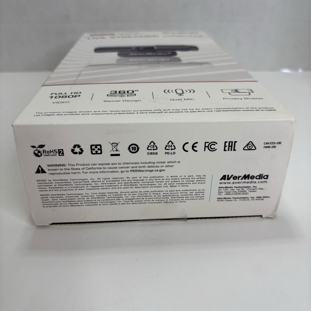 AverMedia Live Streamer Webcam 1080P with 360 Swivel Design and Flexible Base