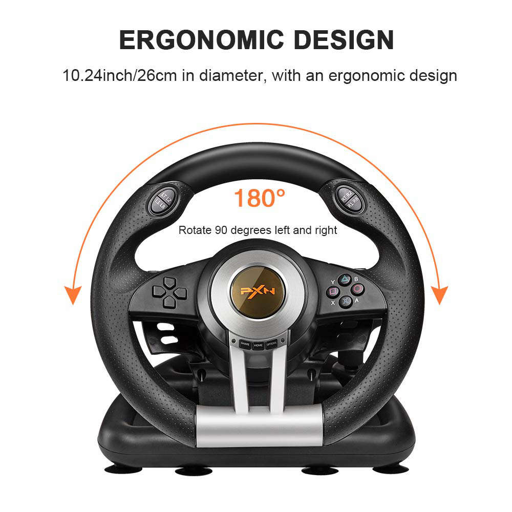 REAL DRIVING Steering Wheel and Pedal Set for Xbox One, PS3, PS4, and Nintendo Switch Racing