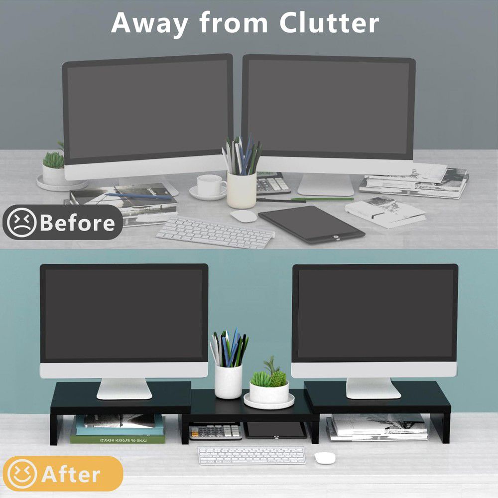 TAVR Dual Monitor Stand Riser - Office Desktop Organizer for 2 Monitors