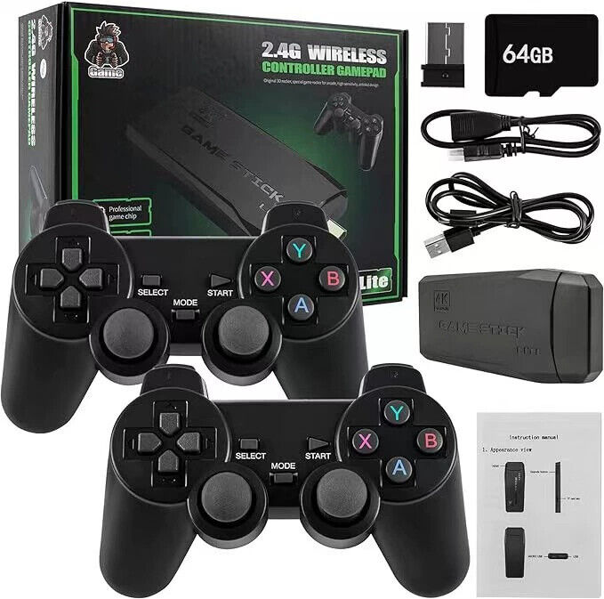 4K HDMI TV Game Stick with 64GB Storage and Wireless Gamepad