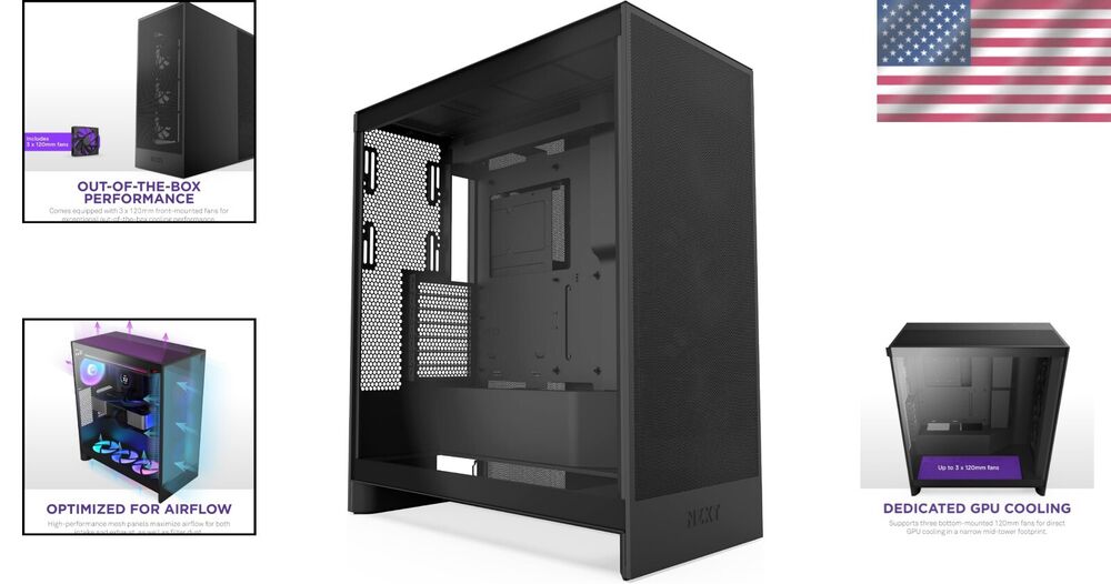 H7 Flow 2024 Mid-Tower ATX Case with 3 Pre-Installed Fans