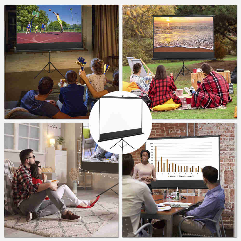16:9 HD 4K 84 Inch Movie Projection Screen with Stand for Home Theater
