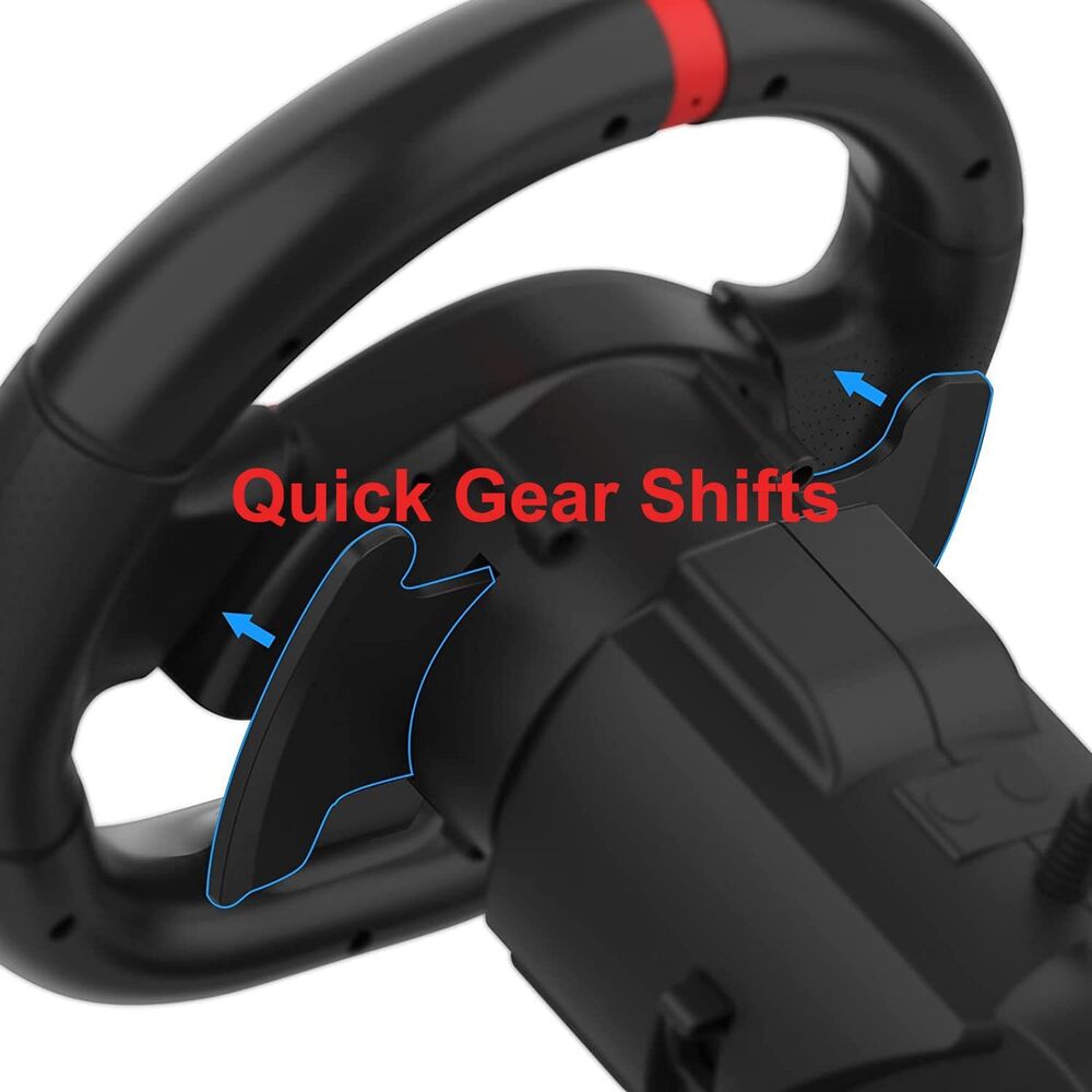 Universal Game Controller Steering Wheel with Accelerator Pedal for PC, PS3, PS4, Switch, and Android