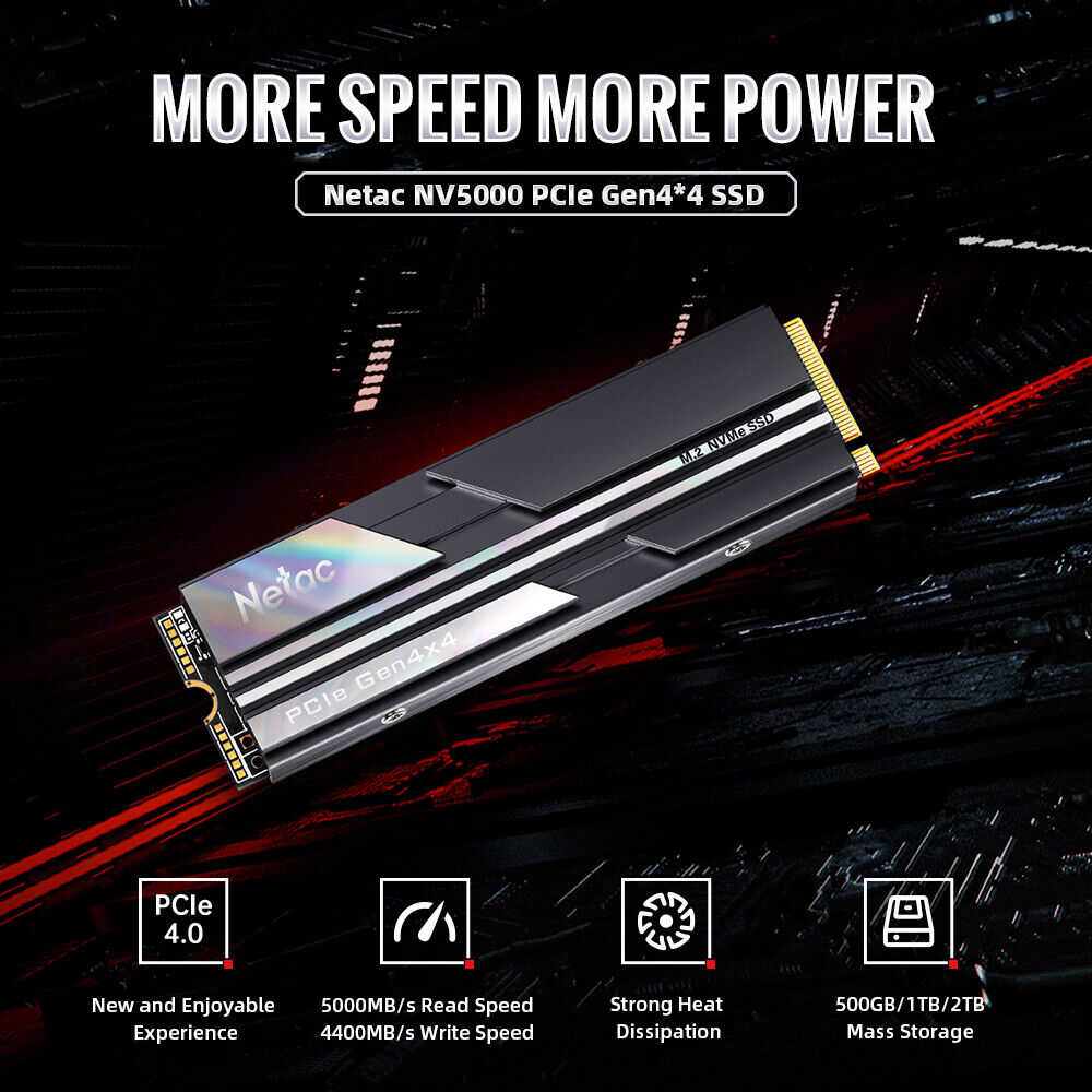 Netac 500GB M.2 PCIe4.0 Gen 4x4 NVMe SSD for PC and PS5
