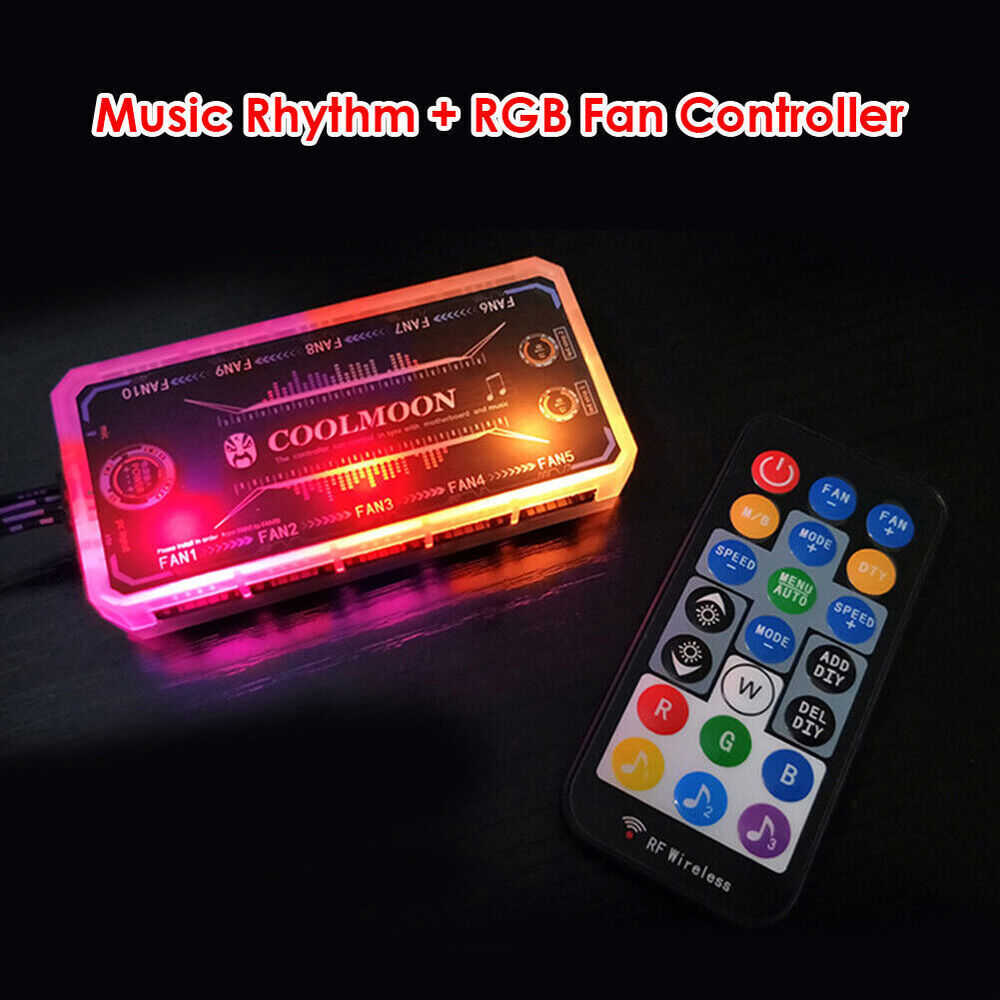 DIY Music Rhythm PC Computer Cooling Fan RGB ARGB Controller Remote Control Kit