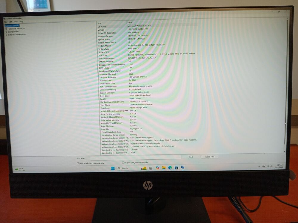 HP ProOne 600 G4 21.5 All-In-One PC with Intel Pentium 3.7GHz CPU, 250GB SSD, 8GB RAM, Windows 11