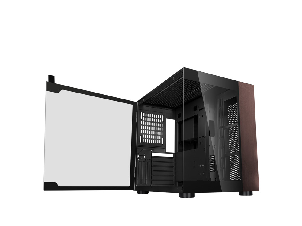 DIYPC DIY-CUBE10-Wood Black USB3.0 /Type C ATX Mid Tower Gaming Computer Case