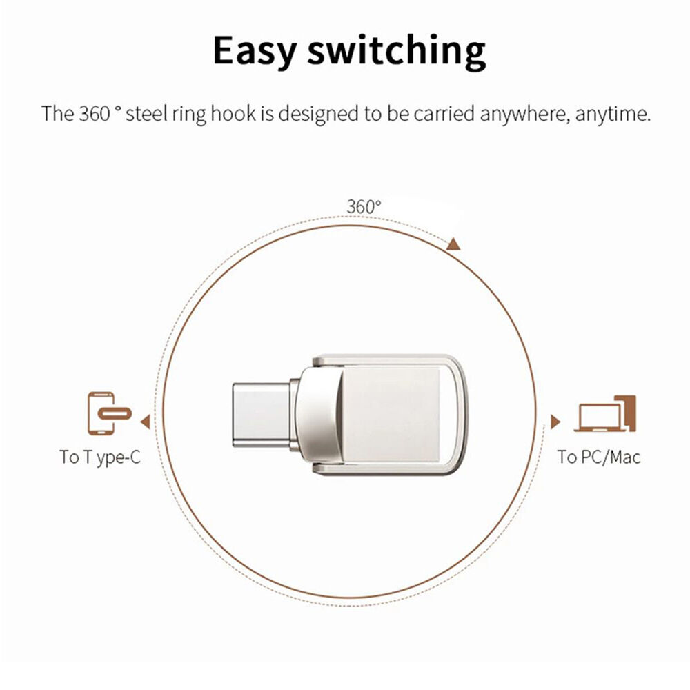 1TB/2TB USB 3.0 Flash Drive with Type-C and USB-A for PC and Laptop