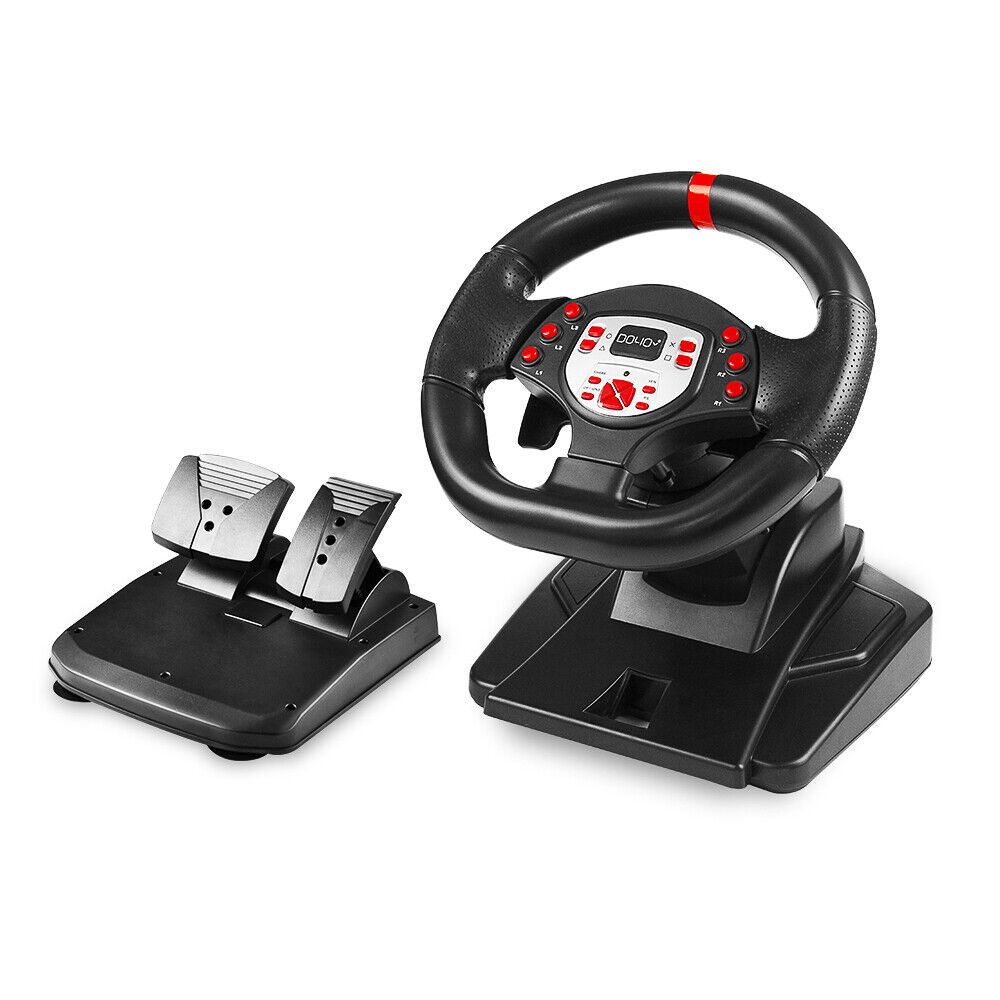 Universal Game Controller Steering Wheel with Accelerator Pedal for PC, PS3, PS4, Switch, and Android