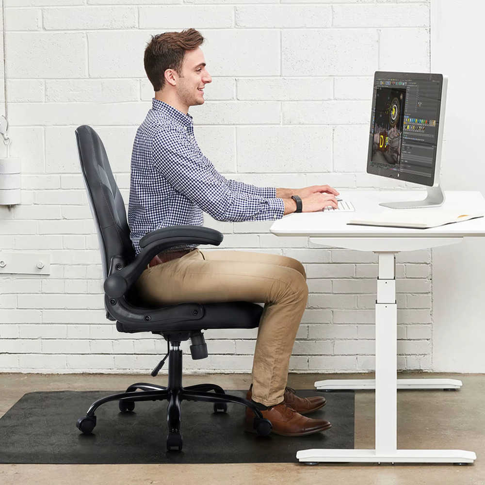 Ergonomic Gaming Desk Chair with Adjustable Leather Comfort