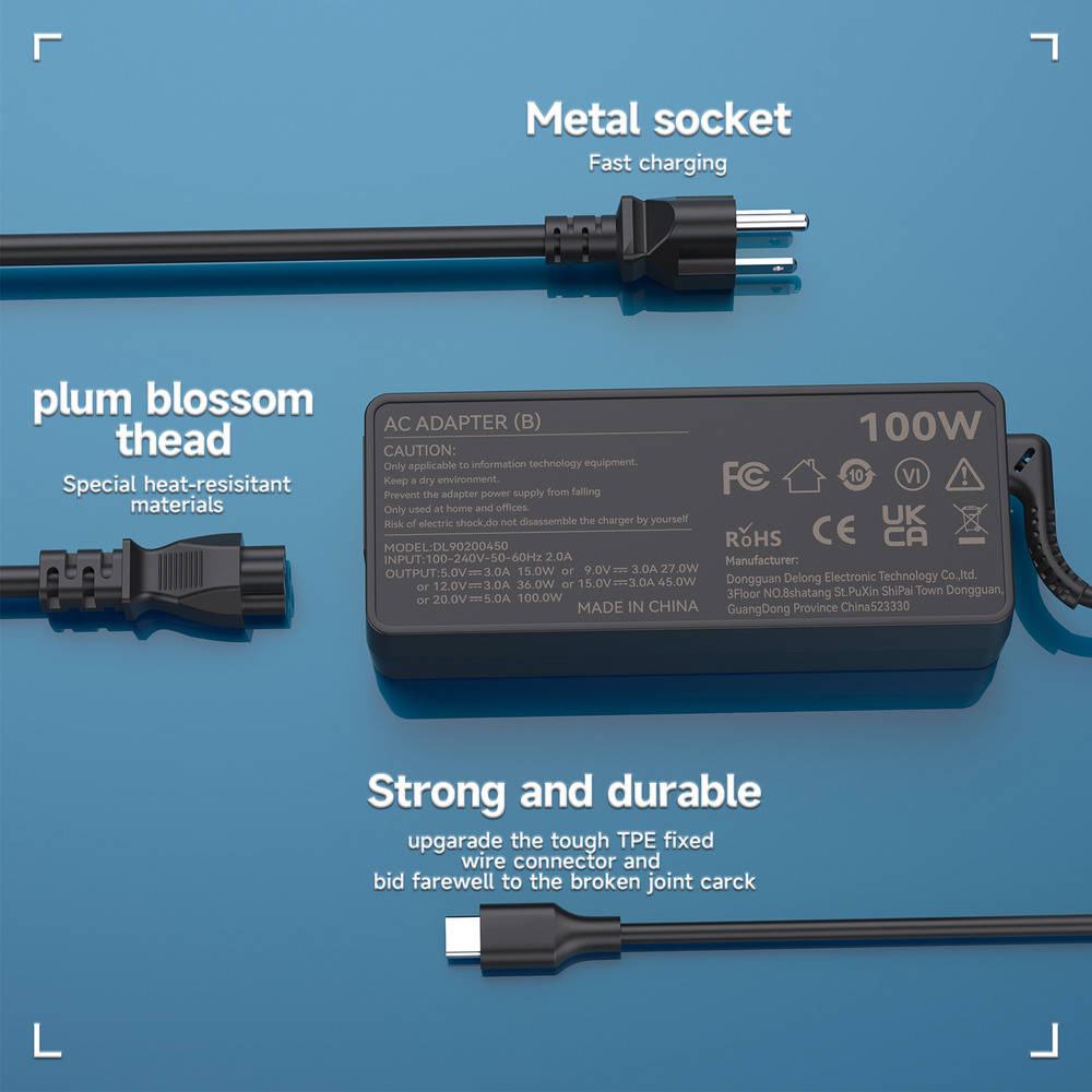 100W USB C Charger Compatible with Asus ROG Flow, Acer, HP, Lenovo ThinkPad, MacBook, Pixelbook