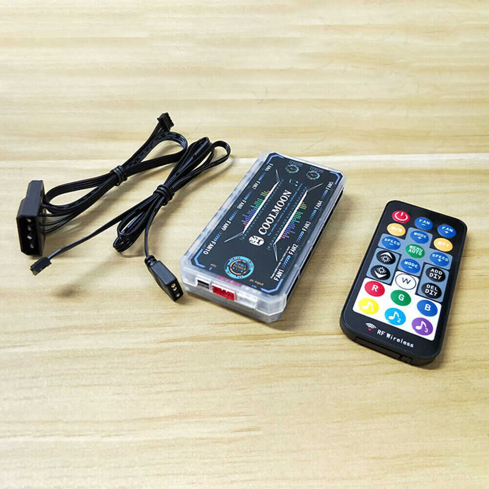 DIY Music Rhythm PC Computer Cooling Fan RGB ARGB Controller Remote Control Kit