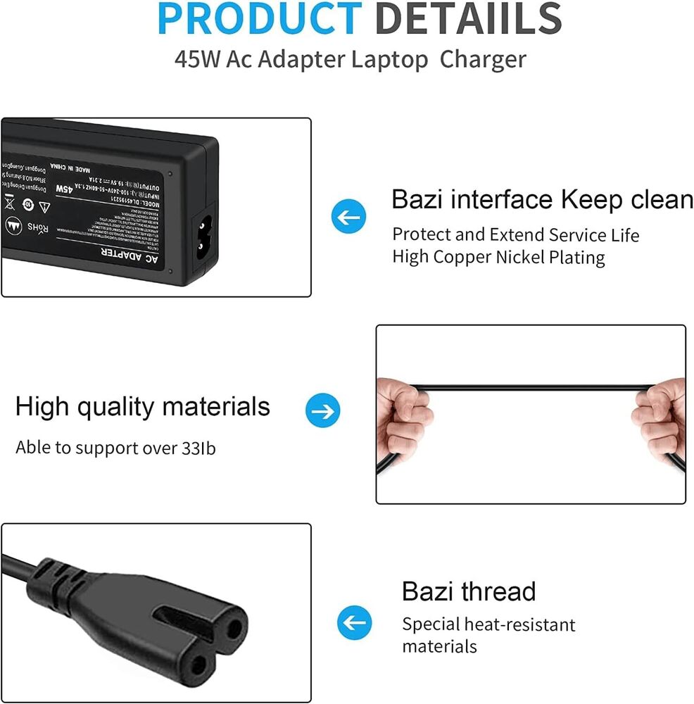 45W AC Adapter Charger for HP Laptop 19.5V 2.31A Power Supply Cord