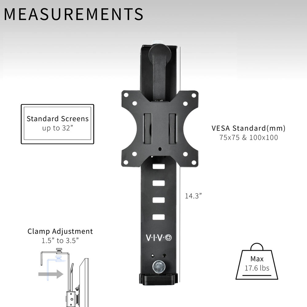 VIVO Black Office Cubicle Monitor Mount Stand Attachment for 17-32 Screens