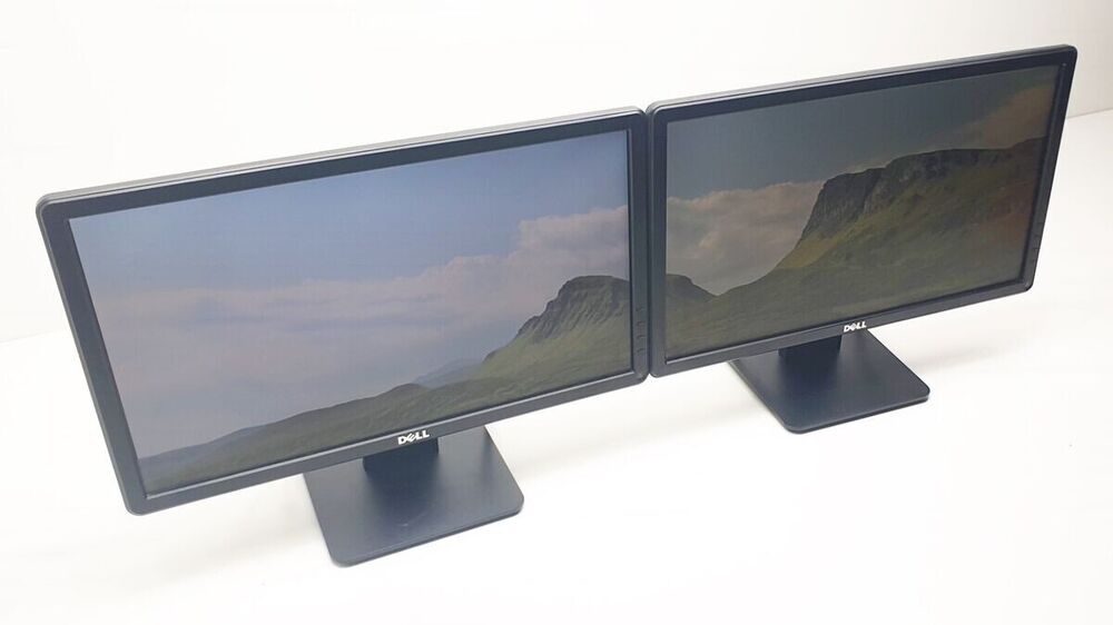 Dual Dell HP LCD Widescreen Monitor FHD 1080p with Stand and Cable for 19-23 Inch Screens