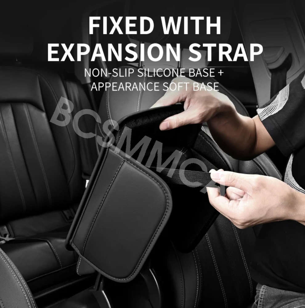 Leather Seat Armrest Cushion Protector with Storage Pad for Car Interior