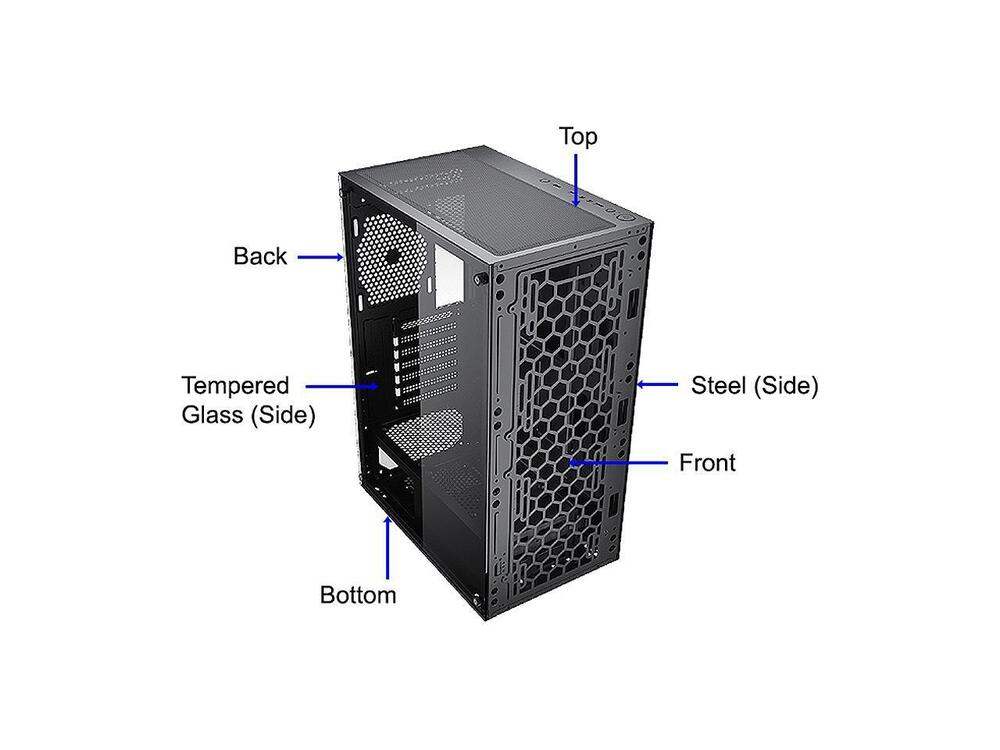 Bgears B-Optillusion Mid Tower ATX Glass Mirror LED Black Optical Illusion PC Gaming Case
