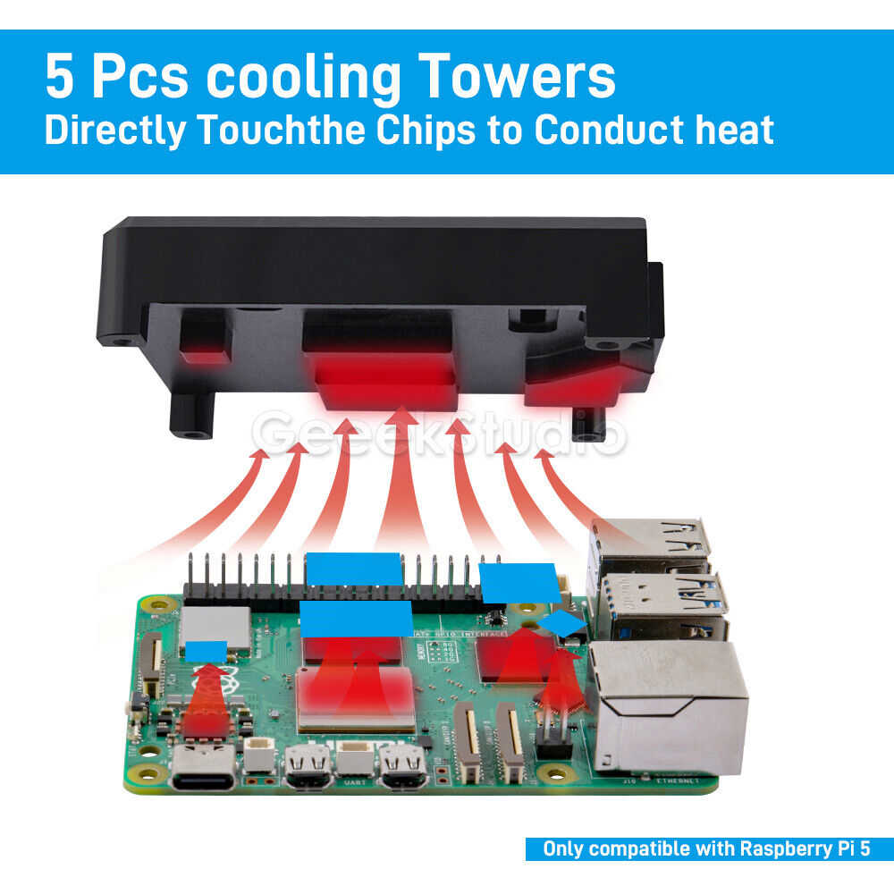 Raspberry Pi 5 Aluminum Heatsink Case with Fan