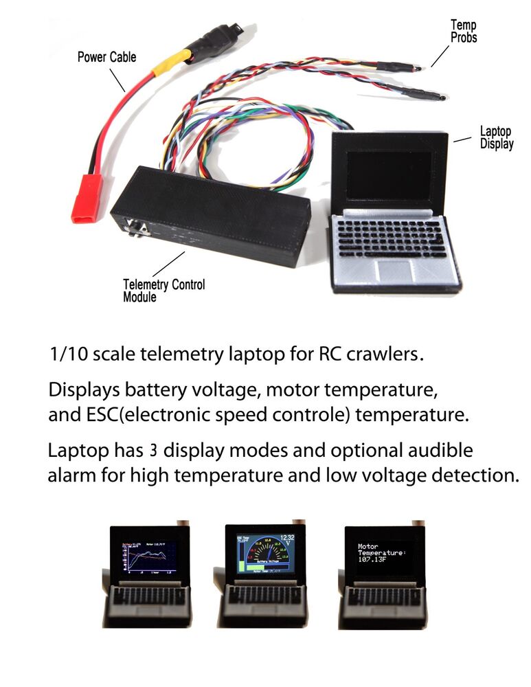 1/10 Scale RC Accessories Laptop with Real Telemetry Display